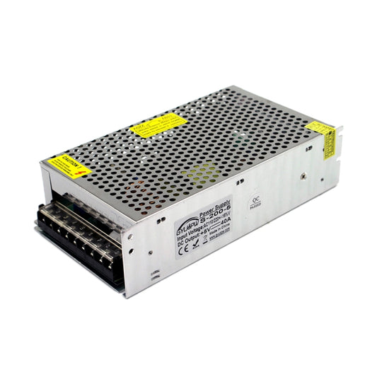 LED Regulated Switching Power Supply, Size: 200 x 110 x 49mm, S-200-5 DC5V 40A 200W, S-240-12 DC12V 20A 240W, S-250-12 DC12V 21A 250W, S-240-24 DC24V 10A 240W, S-250-24 DC24V 10.4A 250W
