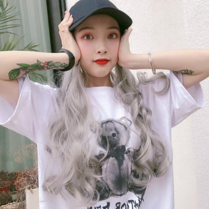 Hat Big Curve Wig One-piece Long Curly Chemical Fiber Headgear for Women