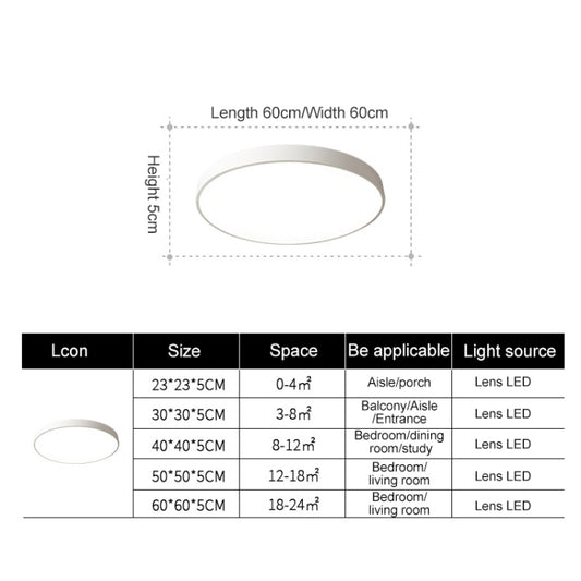 Macaron LED Round Ceiling Lamp, White Light