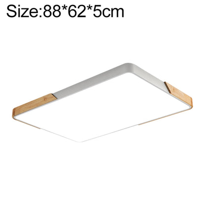 Wood Macaron LED Rectangle Ceiling Lamp, White Light, 88x62cm, 110x70cm