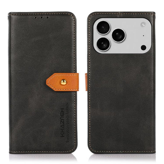 KHAZNEH Dual-color Cowhide Texture Flip Leather Phone Case, For iPhone 17 Pro Max, For iPhone 17 Pro, For iPhone 17, For iPhone 17 Air, For iPhone 16e, For iPhone 16 Pro Max, For iPhone 16 Pro, For iPhone 16 Plus, For iPhone 16, For iPhone 15 Pro Max��...