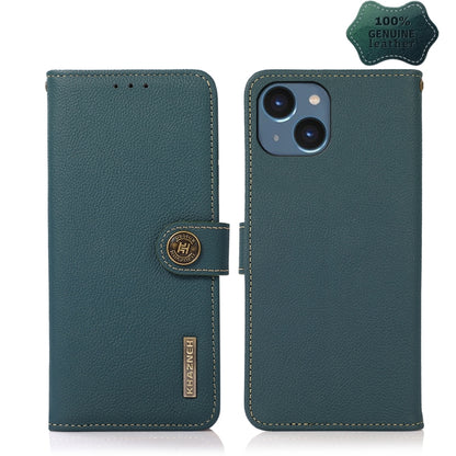 KHAZNEH Custer Genuine Leather RFID Phone Case, For iPhone 14 Plus, For iPhone 14 Pro Max, For iPhone 14 Pro, For iPhone 14