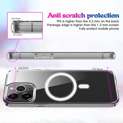 جراب هاتف ماجسيف شفاف من الأكريليك PC + TPU، مناسب لأجهزة iPhone 14 وiPhone 14 Pro وiPhone 14 Plus وiPhone 14 Pro Max