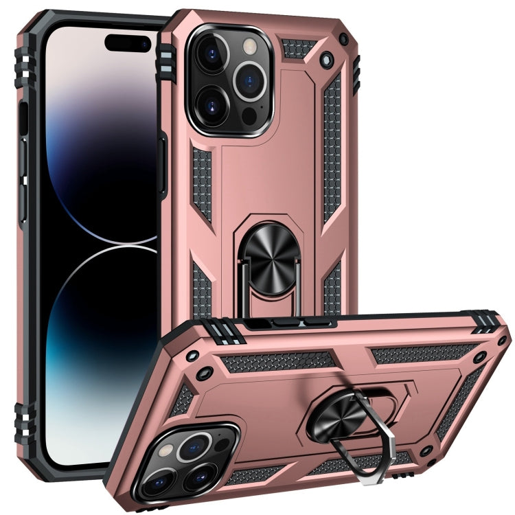 جراب هاتف مقاوم للصدمات مصنوع من مادة TPU + PC مع حامل حلقي، مناسب لأجهزة iPhone 14 وiPhone 14 Plus وiPhone 14 Pro وiPhone 14 Pro Max