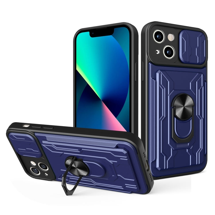 جراب هاتف منزلق من مادة TPU + PC مع فتحة بطاقة، لهاتف iPhone 14، وiPhone 14 Pro، وiPhone 14 Plus، وiPhone 14 Pro Max