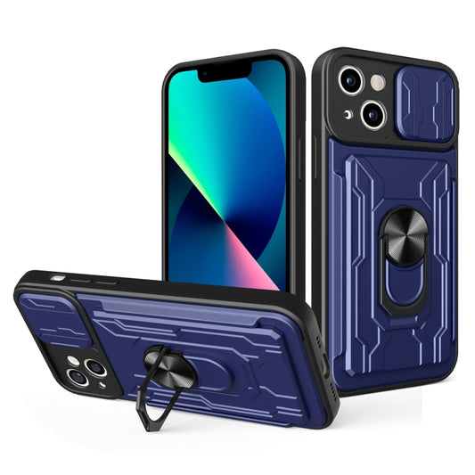 جراب هاتف منزلق من مادة TPU + PC مع فتحة بطاقة، لهاتف iPhone 14، وiPhone 14 Pro، وiPhone 14 Plus، وiPhone 14 Pro Max