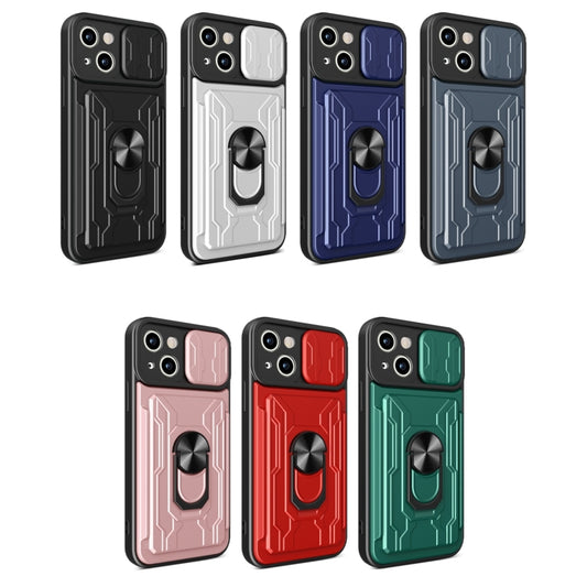 جراب هاتف منزلق من مادة TPU + PC مع فتحة بطاقة، لهاتف iPhone 14، وiPhone 14 Pro، وiPhone 14 Plus، وiPhone 14 Pro Max