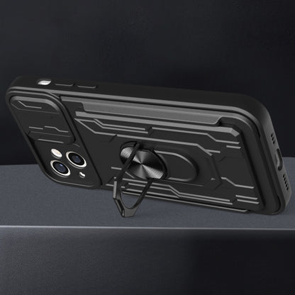 جراب هاتف منزلق من مادة TPU + PC مع فتحة بطاقة، لهاتف iPhone 14، وiPhone 14 Pro، وiPhone 14 Plus، وiPhone 14 Pro Max