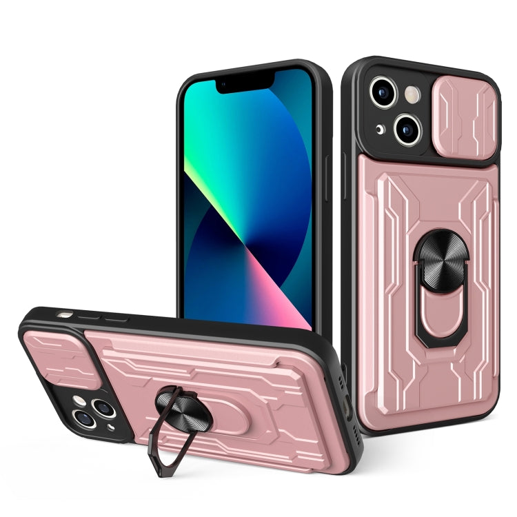 جراب هاتف منزلق من مادة TPU + PC مع فتحة بطاقة، لهاتف iPhone 14، وiPhone 14 Pro، وiPhone 14 Plus، وiPhone 14 Pro Max