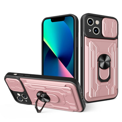 جراب هاتف منزلق من مادة TPU + PC مع فتحة بطاقة، لهاتف iPhone 14، وiPhone 14 Pro، وiPhone 14 Plus، وiPhone 14 Pro Max
