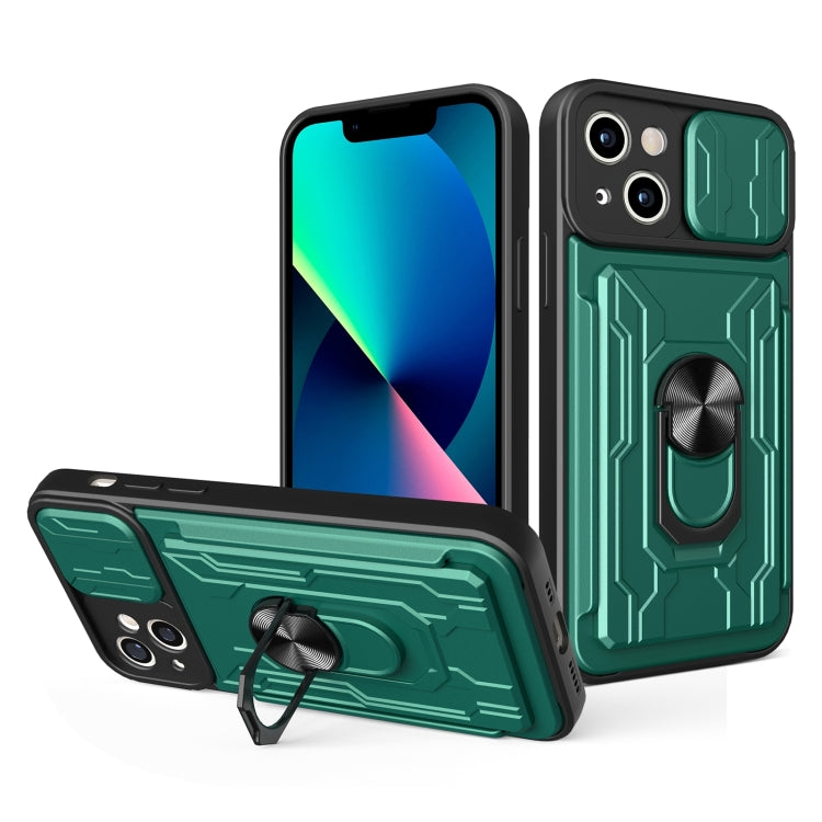 جراب هاتف منزلق من مادة TPU + PC مع فتحة بطاقة، لهاتف iPhone 14، وiPhone 14 Pro، وiPhone 14 Plus، وiPhone 14 Pro Max