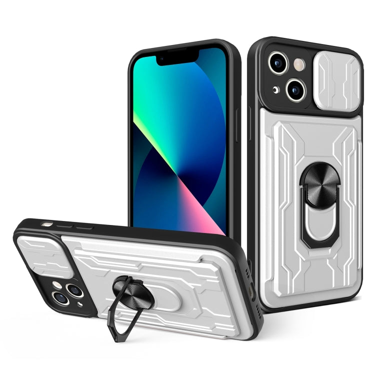 جراب هاتف منزلق من مادة TPU + PC مع فتحة بطاقة، لهاتف iPhone 14، وiPhone 14 Pro، وiPhone 14 Plus، وiPhone 14 Pro Max