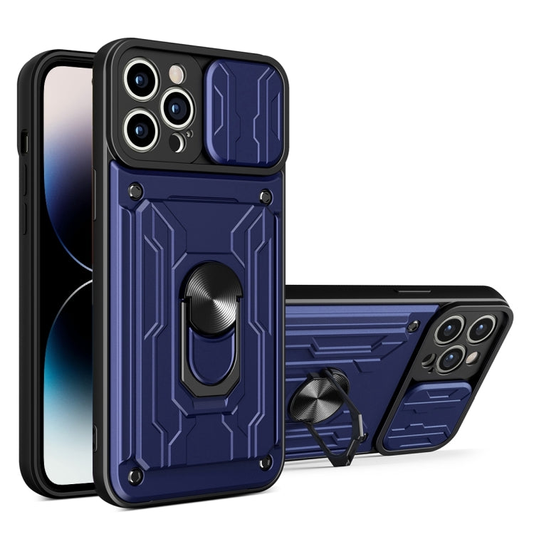 جراب هاتف منزلق من مادة TPU + PC مع فتحة بطاقة، لهاتف iPhone 14، وiPhone 14 Pro، وiPhone 14 Plus، وiPhone 14 Pro Max