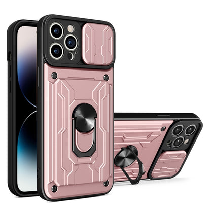 جراب هاتف منزلق من مادة TPU + PC مع فتحة بطاقة، لهاتف iPhone 14، وiPhone 14 Pro، وiPhone 14 Plus، وiPhone 14 Pro Max