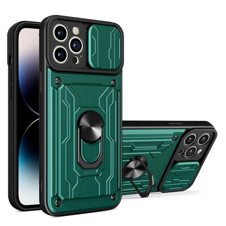 جراب هاتف منزلق من مادة TPU + PC مع فتحة بطاقة، لهاتف iPhone 14، وiPhone 14 Pro، وiPhone 14 Plus، وiPhone 14 Pro Max