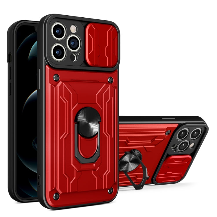 جراب هاتف منزلق من مادة TPU + PC مع فتحة بطاقة، لهاتف iPhone 14، وiPhone 14 Pro، وiPhone 14 Plus، وiPhone 14 Pro Max