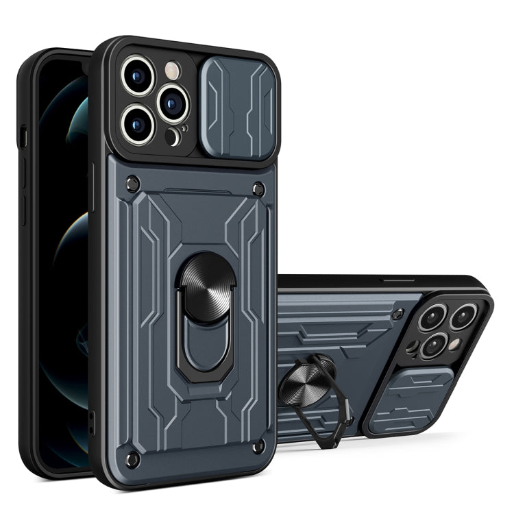 جراب هاتف منزلق من مادة TPU + PC مع فتحة بطاقة، لهاتف iPhone 14، وiPhone 14 Pro، وiPhone 14 Plus، وiPhone 14 Pro Max