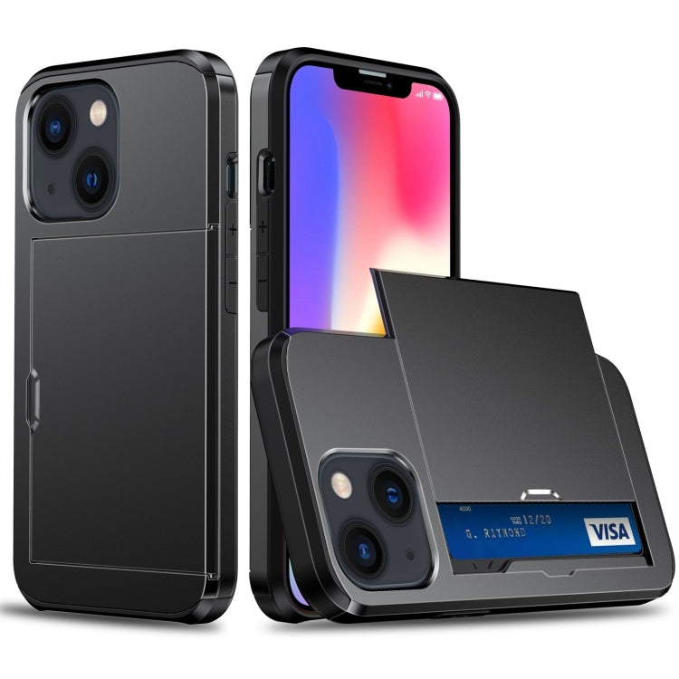 جراب هاتف واقٍ مقاوم للصدمات مع فتحة بطاقة منزلقة، لهاتف iPhone 14، وiPhone 14 Plus، وiPhone 14 Pro، وiPhone 14 Pro Max