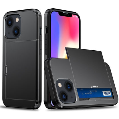 جراب هاتف واقٍ مقاوم للصدمات مع فتحة بطاقة منزلقة، لهاتف iPhone 14، وiPhone 14 Plus، وiPhone 14 Pro، وiPhone 14 Pro Max