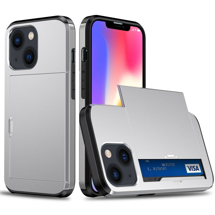 جراب هاتف واقٍ مقاوم للصدمات مع فتحة بطاقة منزلقة، لهاتف iPhone 14، وiPhone 14 Plus، وiPhone 14 Pro، وiPhone 14 Pro Max