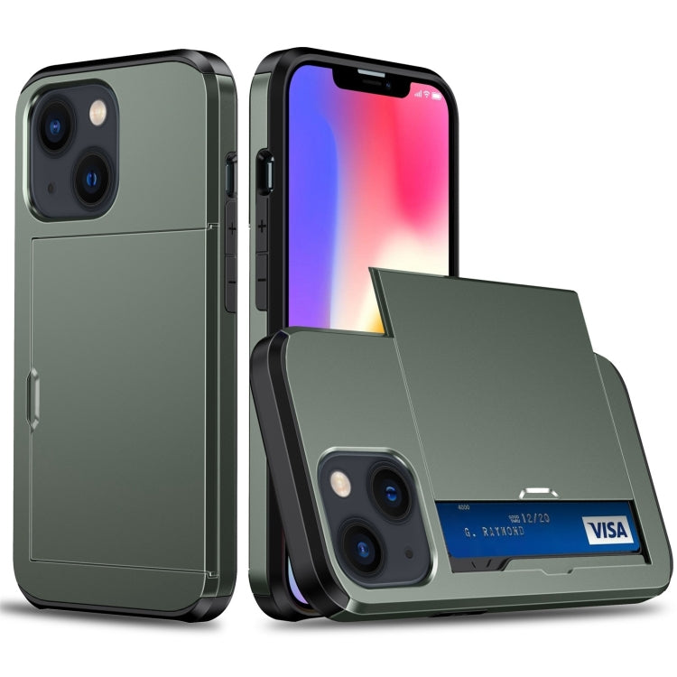 جراب هاتف واقٍ مقاوم للصدمات مع فتحة بطاقة منزلقة، لهاتف iPhone 14، وiPhone 14 Plus، وiPhone 14 Pro، وiPhone 14 Pro Max