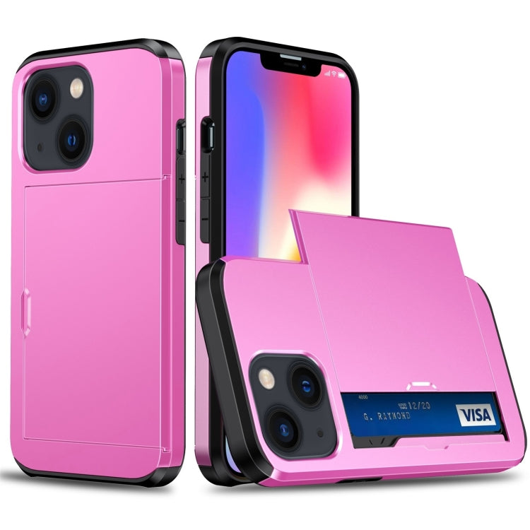 جراب هاتف واقٍ مقاوم للصدمات مع فتحة بطاقة منزلقة، لهاتف iPhone 14، وiPhone 14 Plus، وiPhone 14 Pro، وiPhone 14 Pro Max