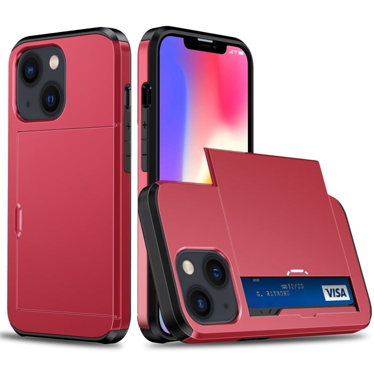 جراب هاتف واقٍ مقاوم للصدمات مع فتحة بطاقة منزلقة، لهاتف iPhone 14، وiPhone 14 Plus، وiPhone 14 Pro، وiPhone 14 Pro Max