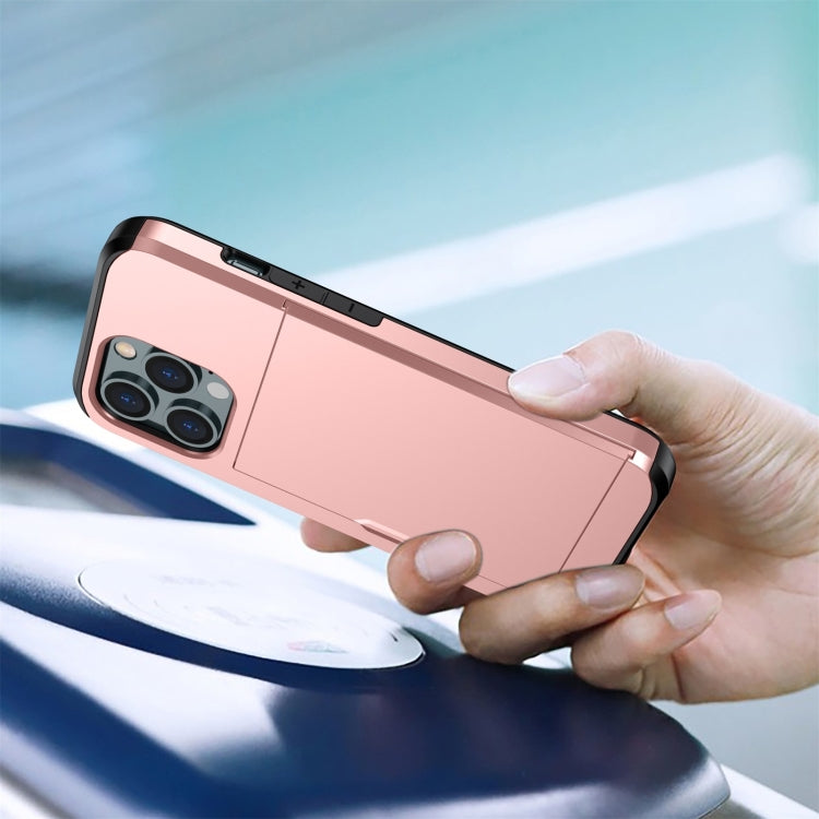 جراب هاتف واقٍ مقاوم للصدمات مع فتحة بطاقة منزلقة، لهاتف iPhone 14، وiPhone 14 Plus، وiPhone 14 Pro، وiPhone 14 Pro Max