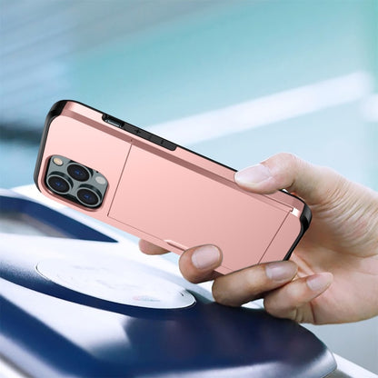 جراب هاتف واقٍ مقاوم للصدمات مع فتحة بطاقة منزلقة، لهاتف iPhone 14، وiPhone 14 Plus، وiPhone 14 Pro، وiPhone 14 Pro Max