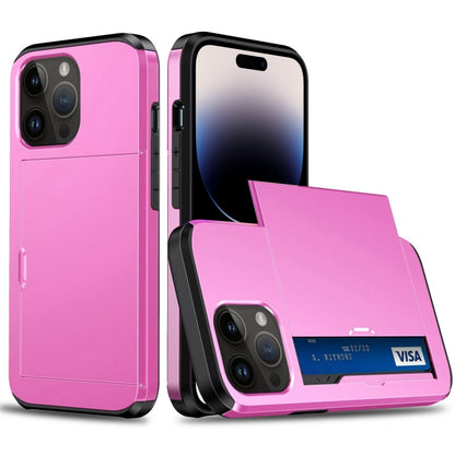 جراب هاتف واقٍ مقاوم للصدمات مع فتحة بطاقة منزلقة، لهاتف iPhone 14، وiPhone 14 Plus، وiPhone 14 Pro، وiPhone 14 Pro Max
