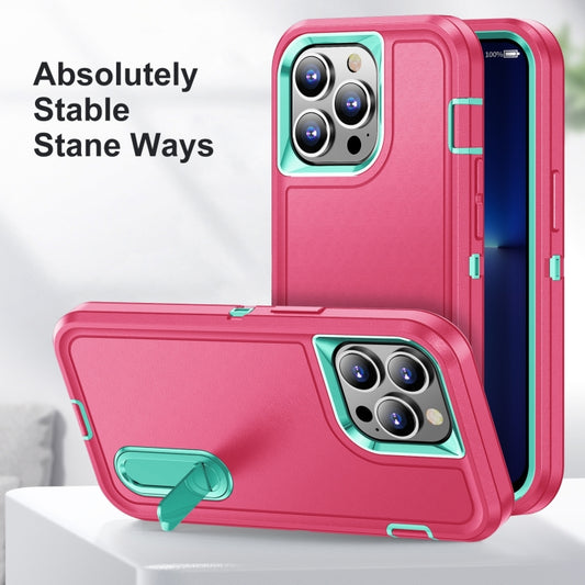 3 in 1 Rugged Holder Phone Case, For iPhone 14, For iPhone 14 Plus, For iPhone 14 Pro, For iPhone 14 Pro Max