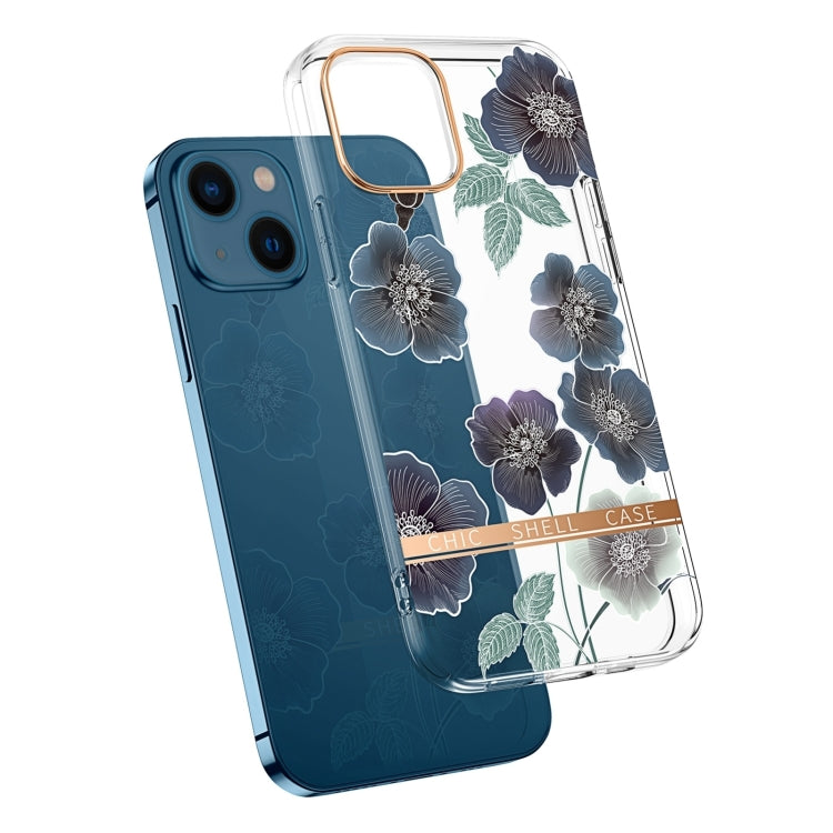 جراب هاتف شفاف مطلي كهربائيًا على شكل زهرة، مناسب لأجهزة iPhone 14 وiPhone 14 Pro وiPhone 14 Plus وiPhone 14 Pro Max