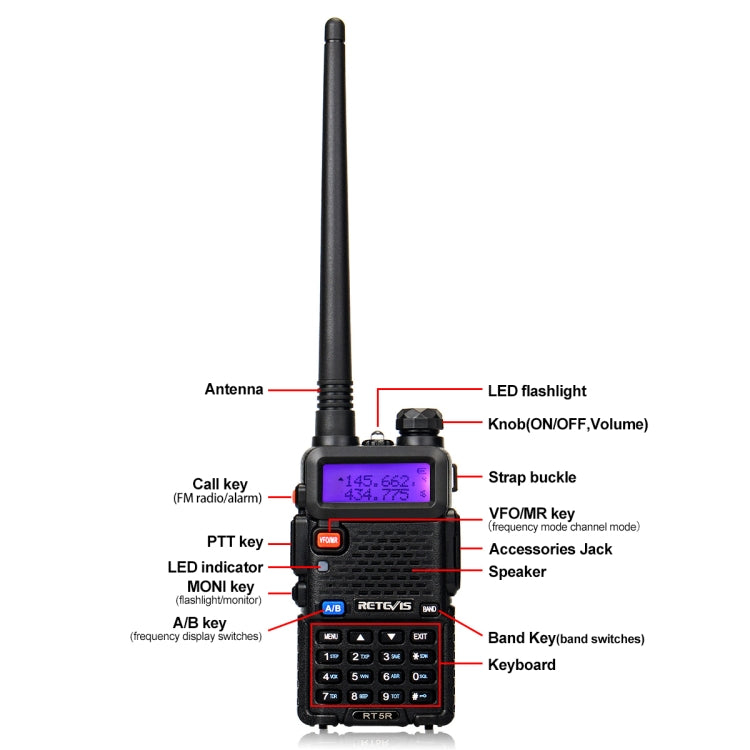 RETEVIS RT5R EU Frequency 144-146MHz & 430-440MHz Handheld Two Way Radio Walkie Talkie