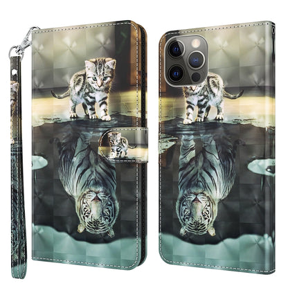 3D Painting Pattern Flip Leather Phone Case, For iPhone 14, For iPhone 14 Plus, For iPhone 14 Pro, For iPhone 14 Pro Max