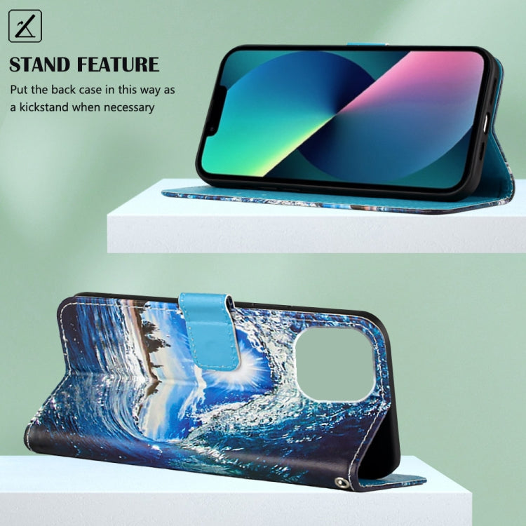 جراب جلدي مسطح مطلي مع حبل وفتحة للبطاقات ومحفظة وحامل، لهاتف iPhone 14، وiPhone 14 Plus، وiPhone 14 Pro، وiPhone 14 Pro Max