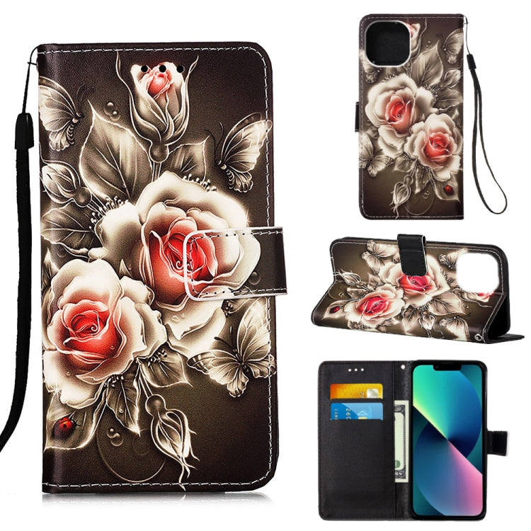 جراب جلدي مسطح مطلي مع حبل وفتحة للبطاقات ومحفظة وحامل، لهاتف iPhone 14، وiPhone 14 Plus، وiPhone 14 Pro، وiPhone 14 Pro Max