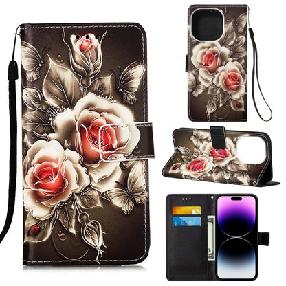 جراب جلدي مسطح مطلي مع حبل وفتحة للبطاقات ومحفظة وحامل، لهاتف iPhone 14، وiPhone 14 Plus، وiPhone 14 Pro، وiPhone 14 Pro Max