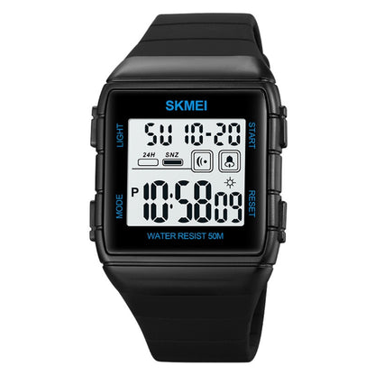 SKMEI 1960 Stainless Steel Buckle Silicone Strap Waterproof Electronic Watch
