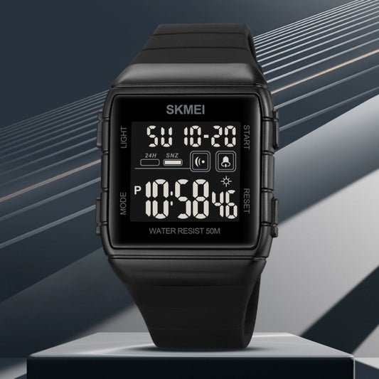 SKMEI 1960 Stainless Steel Buckle Silicone Strap Waterproof Electronic Watch