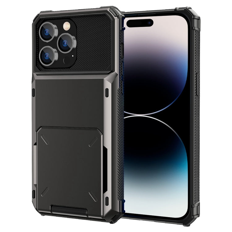 جراب واقٍ متين مقاوم للخدش والصدمات مع فتحة للبطاقات، لهاتف iPhone 14 وiPhone 14 Plus وiPhone 14 Pro