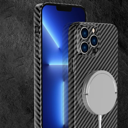 جراب هاتف مغناطيسي من ألياف الكربون، ماج سيف، مناسب لأجهزة iPhone 14، iPhone 14 Plus، iPhone 14 Pro، iPhone 14 Pro Max