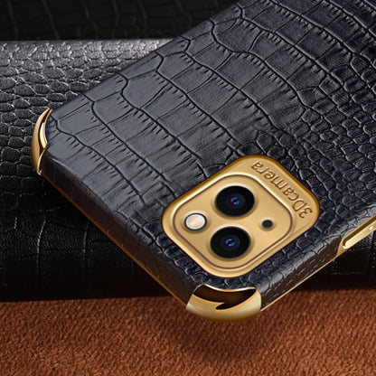 6D Electroplating Crocodile Texture Phone Case With Holder, For iPhone 14, For iPhone 14 Max, For iPhone 14 Pro Max, For iPhone 14 Pro
