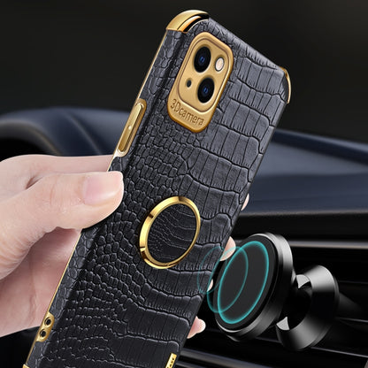 6D Electroplating Crocodile Texture Phone Case With Holder, For iPhone 14, For iPhone 14 Max, For iPhone 14 Pro Max, For iPhone 14 Pro