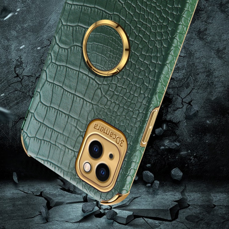 6D Electroplating Crocodile Texture Phone Case With Holder, For iPhone 14, For iPhone 14 Max, For iPhone 14 Pro Max, For iPhone 14 Pro
