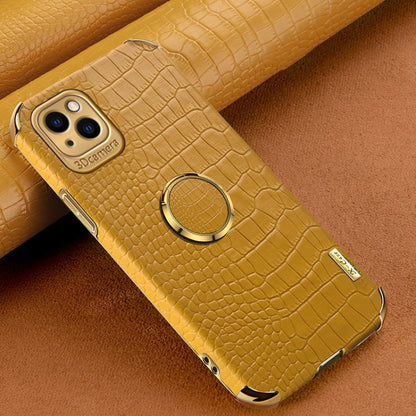6D Electroplating Crocodile Texture Phone Case With Holder, For iPhone 14, For iPhone 14 Max, For iPhone 14 Pro Max, For iPhone 14 Pro