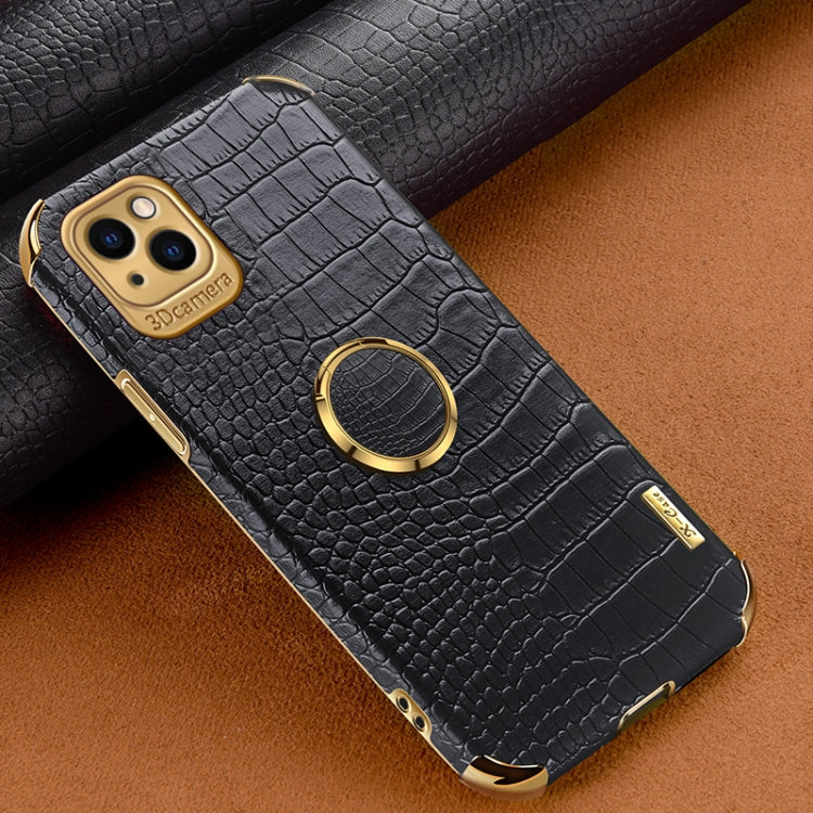 6D Electroplating Crocodile Texture Phone Case With Holder, For iPhone 14, For iPhone 14 Max, For iPhone 14 Pro Max, For iPhone 14 Pro