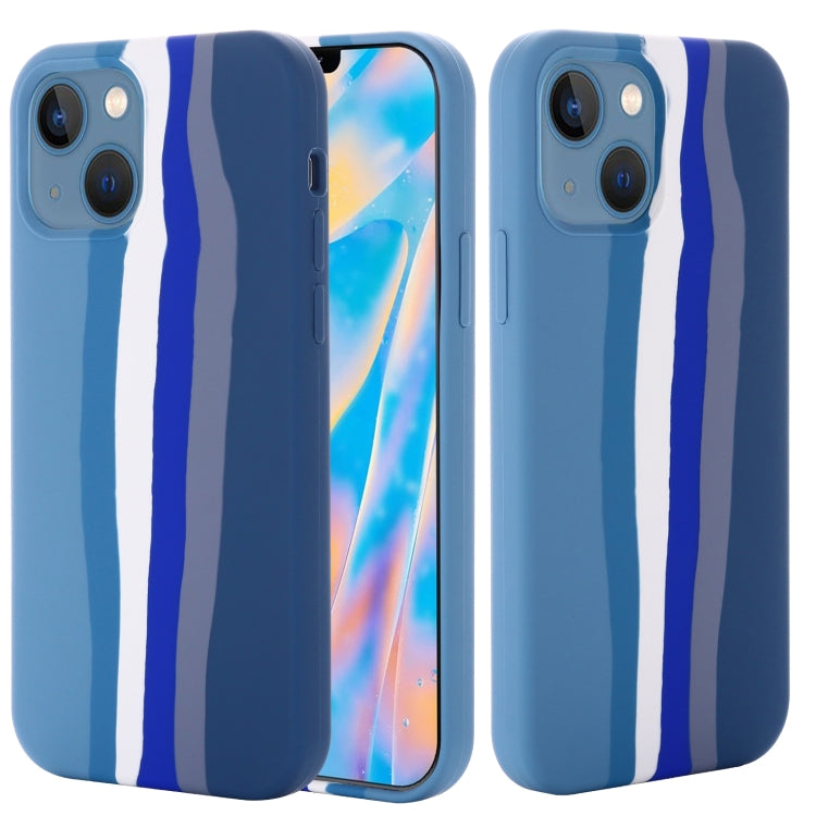 جراب هاتف من السيليكون السائل بألوان قوس قزح، مناسب لأجهزة iPhone 14 وiPhone 14 Plus وiPhone 14 Pro Max وiPhone 14 Pro