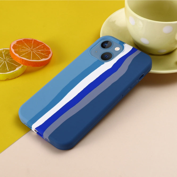جراب هاتف من السيليكون السائل بألوان قوس قزح، مناسب لأجهزة iPhone 14 وiPhone 14 Plus وiPhone 14 Pro Max وiPhone 14 Pro