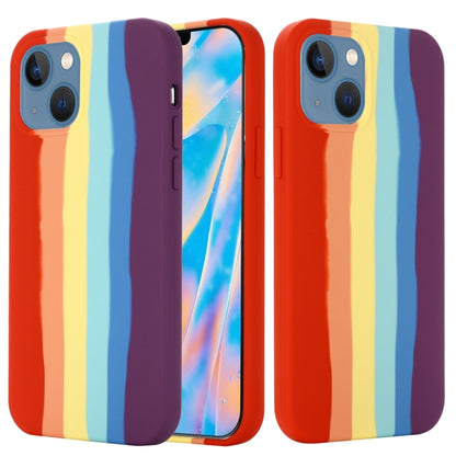جراب هاتف من السيليكون السائل بألوان قوس قزح، مناسب لأجهزة iPhone 14 وiPhone 14 Plus وiPhone 14 Pro Max وiPhone 14 Pro