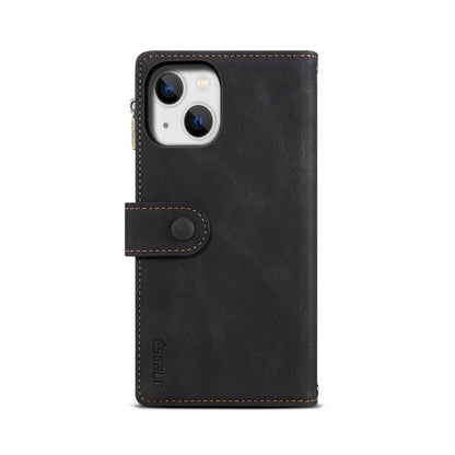 جراب هاتف جلدي قلاب بتقنية RFID بتصميم كلاسيكي غير لامع، مناسب لأجهزة iPhone 14 وiPhone 14 Plus وiPhone 14 Pro وiPhone 14 Pro Max